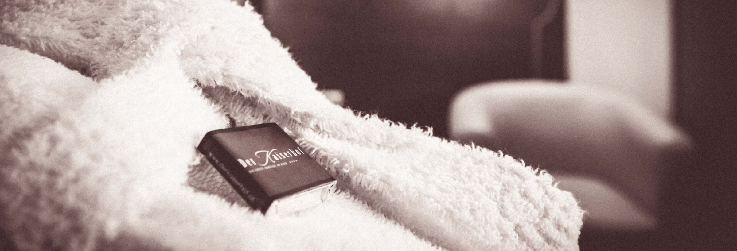 A matchbox with the inscription Der Kaiserhof on a bathrobe