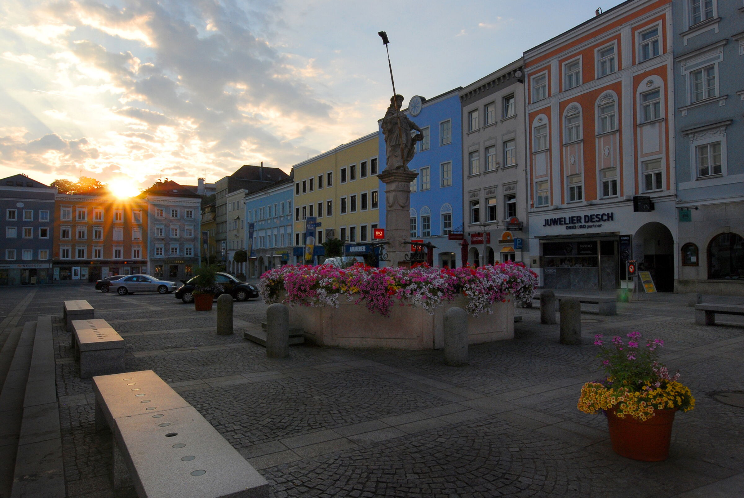 The Dietmar Fountain on the main square in Ried.