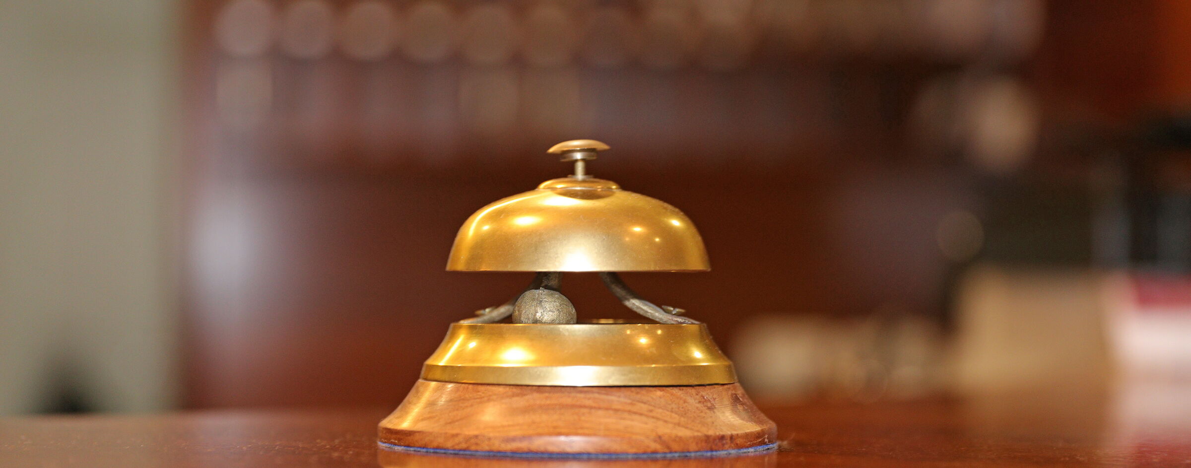 The golden reception bell at the reception of the Hotel Der Kaiserhof