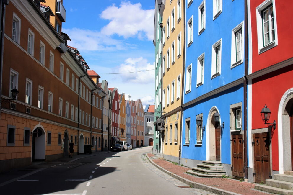Bunte Hausfassaden in Schärding in Oberösterreich