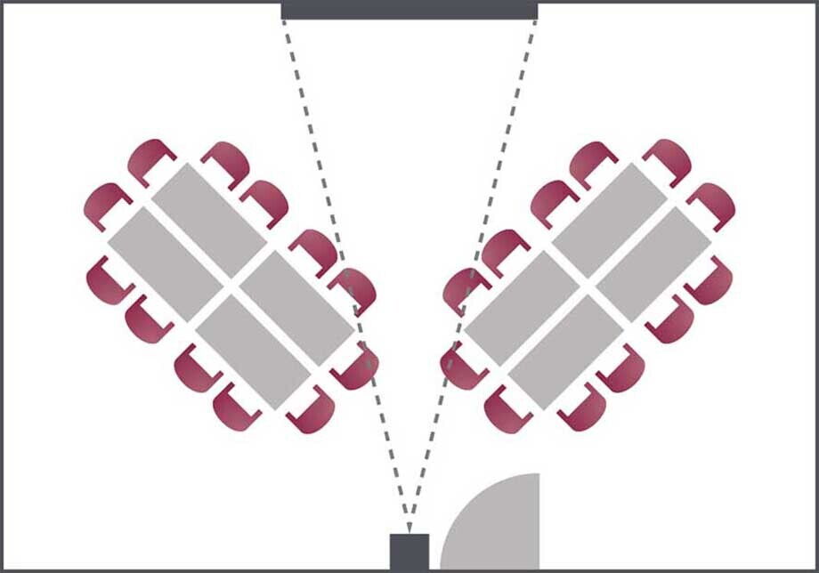 The V-shaped seating in the Der Kaiserhof seminar room